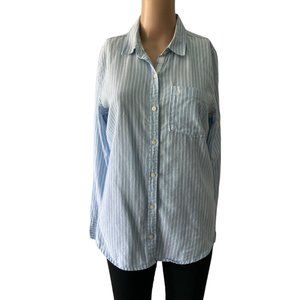 Abercrombie Blue White Stripped Beach Vibe Size M Shirt